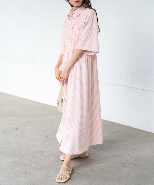 Bab（バブ）の「【S・Mサイズ展開】ビスチェ風シャツワンピース（シャツワンピース・レディース・ピンク/ブルー/アイボリー/ブラック・S/M）」の17枚目の写真