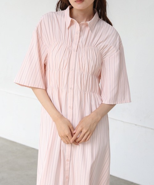 Bab（バブ）の「【S・Mサイズ展開】ビスチェ風シャツワンピース（シャツワンピース・レディース・ピンク/ブルー/アイボリー/ブラック・S/M）」の15枚目の写真