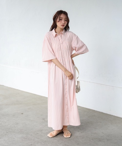 Bab（バブ）の「【S・Mサイズ展開】ビスチェ風シャツワンピース（シャツワンピース・レディース・ピンク/ブルー/アイボリー/ブラック・S/M）」の22枚目の写真