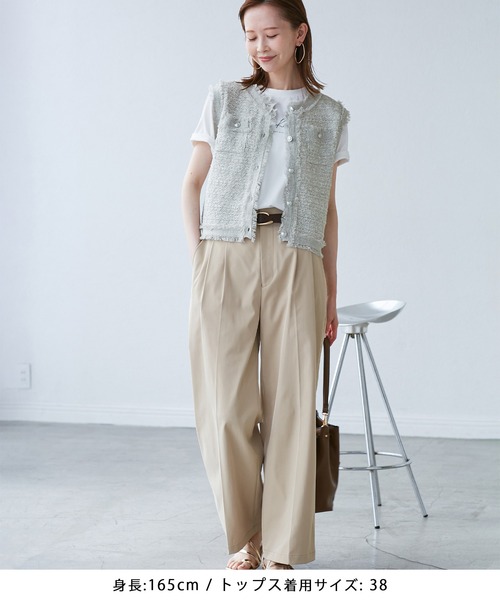 ROPE' PICNIC(ロペピクニック)の「【WEB限定カラー】【サマー・ツイード】着丈が選べるジレベスト/スリーブレスカーディガン(カーディガン/ボレロ・レディース・キナリ/ブラック系その他2/グリーン/サックスブルー/ライトグレー/ブラック・38/T38)」の19枚目の写真