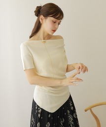 asymmetry drape tops /アシンメトリー ドレープ 半袖 トップス