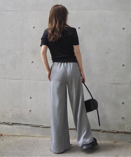 LAULEN（ローレン）の「asymmetry drape tops /アシンメトリー ドレープ 半袖 トップス（Tシャツ/カットソー・レディース・チャコールグレー/ブラック/アイボリー・FREE）」の9枚目の写真