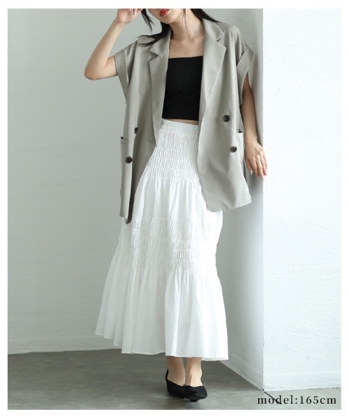 Sawa a la mode(サワアラモード)の「シャーリングフレアスカート(スカート・レディース・ブラック/ホワイト・FREE)」の8枚目の写真