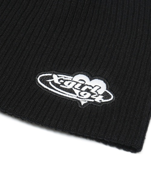X-girl（エックスガール）の「PLANET HEART LOGO EMBROIDERED BEANIE（ニットキャップ/ビーニー・レディース・ブラック/ブラウン・ONE SIZE）」の5枚目の写真
