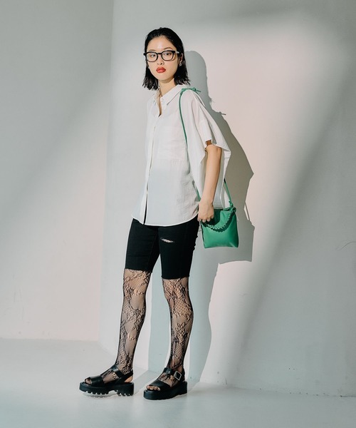 LEPSIM（レプシィム）の「編みハンドルフェイクレザーミニショルダー　494494（ショルダーバッグ・レディース・グリーン/ブラック/ガンメタ・ONE SIZE）」の8枚目の写真