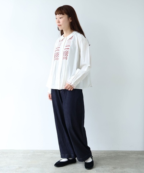 bulle de savon（ビュルデサボン）の「smocking fuwari ブラウス（シャツ/ブラウス・レディース・ブラック/ホワイト・FREE）」の15枚目の写真