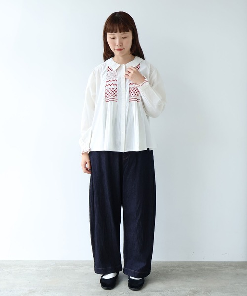 bulle de savon（ビュルデサボン）の「smocking fuwari ブラウス（シャツ/ブラウス・レディース・ブラック/ホワイト・FREE）」の18枚目の写真