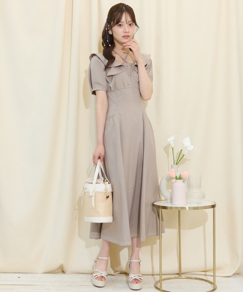 【新品未使用】Reflect 切替ワンピース(11/L号) WILLSELECTION｜衿付きアームウォーマーニットワンピース