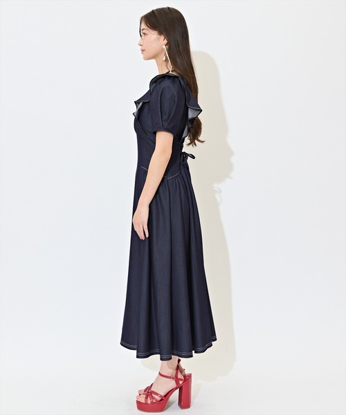 O339新品Eclatantエクラタンフレア 切替 ワンピース2号紺￥21780 O339新品Eclatantエクラタンフレア 切替 ワンピース2号紺￥21780