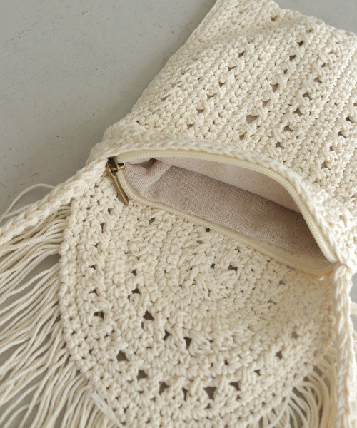 nomnom(ノムノム)の「【nomnom】マクラメ風ショルダーポーチ(ショルダーバッグ・レディース・オフホワイト/ベージュ・FREE)」の6枚目の写真