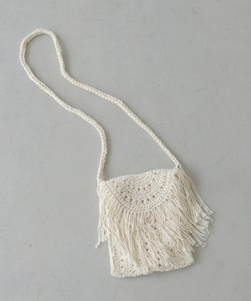 nomnom(ノムノム)の「【nomnom】マクラメ風ショルダーポーチ(ショルダーバッグ・レディース・オフホワイト/ベージュ・FREE)」の3枚目の写真