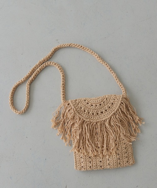 nomnom(ノムノム)の「【nomnom】マクラメ風ショルダーポーチ(ショルダーバッグ・レディース・オフホワイト/ベージュ・FREE)」の7枚目の写真