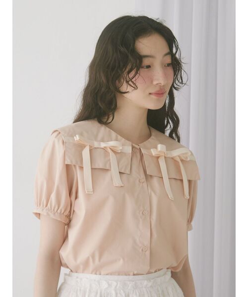 merry jenny（メリージェニー）の「リボンカラーブラウス（シャツ/ブラウス・レディース・ピンク/オフホワイト・FREE）」の11枚目の写真