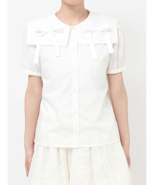 merry jenny（メリージェニー）の「リボンカラーブラウス（シャツ/ブラウス・レディース・オフホワイト/ピンク・FREE）」の5枚目の写真