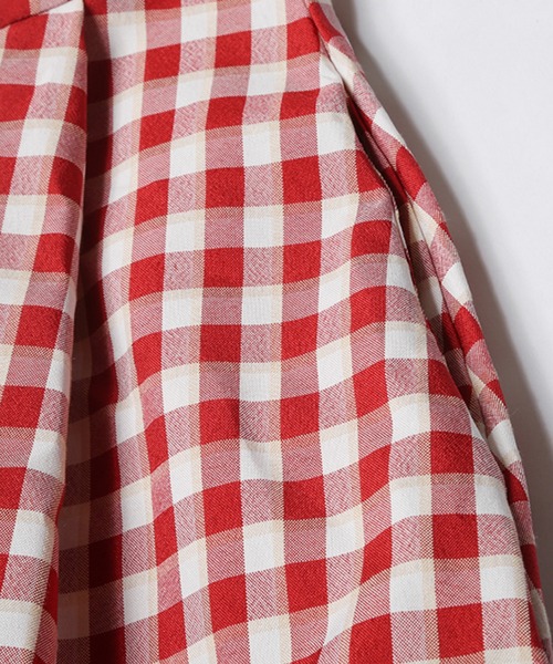 Shoulder Ribbon Red Check One Piece（ワンピース）｜LA POMME