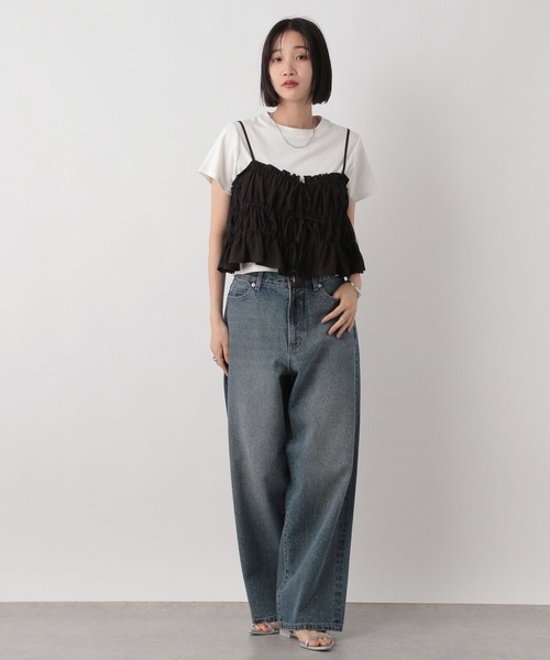 LOWRYS FARM（ローリーズファーム）の「シャーリングビスチェ　499909（キャミソール・レディース・オフホワイト/グリーン/ブラック・FREE）」の20枚目の写真