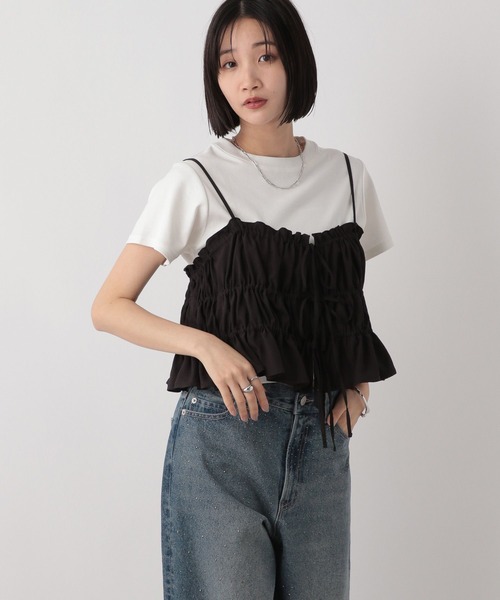 LOWRYS FARM（ローリーズファーム）の「シャーリングビスチェ　499909（キャミソール・レディース・オフホワイト/グリーン/ブラック・FREE）」の21枚目の写真