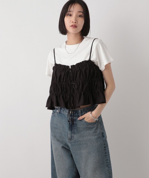 LOWRYS FARM（ローリーズファーム）の「シャーリングビスチェ　499909（キャミソール・レディース・オフホワイト/グリーン/ブラック・FREE）」の22枚目の写真