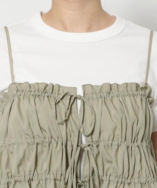 LOWRYS FARM（ローリーズファーム）の「シャーリングビスチェ　499909（キャミソール・レディース・オフホワイト/グリーン/ブラック・FREE）」の9枚目の写真