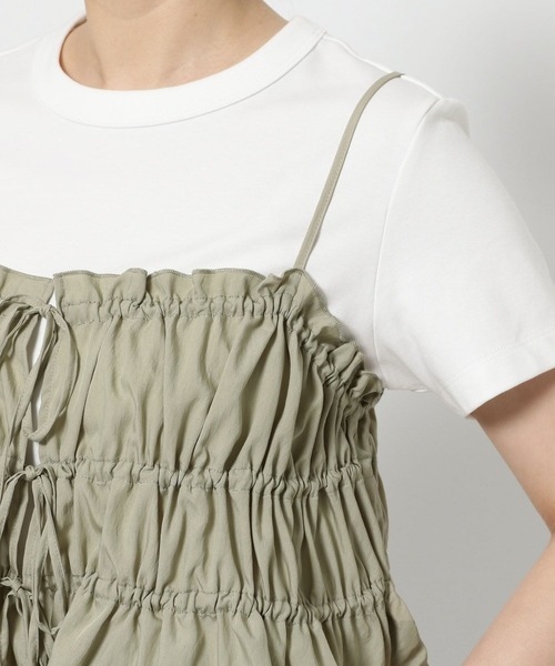 LOWRYS FARM（ローリーズファーム）の「シャーリングビスチェ　499909（キャミソール・レディース・オフホワイト/グリーン/ブラック・FREE）」の10枚目の写真