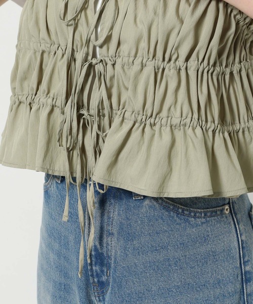 LOWRYS FARM（ローリーズファーム）の「シャーリングビスチェ　499909（キャミソール・レディース・オフホワイト/グリーン/ブラック・FREE）」の11枚目の写真