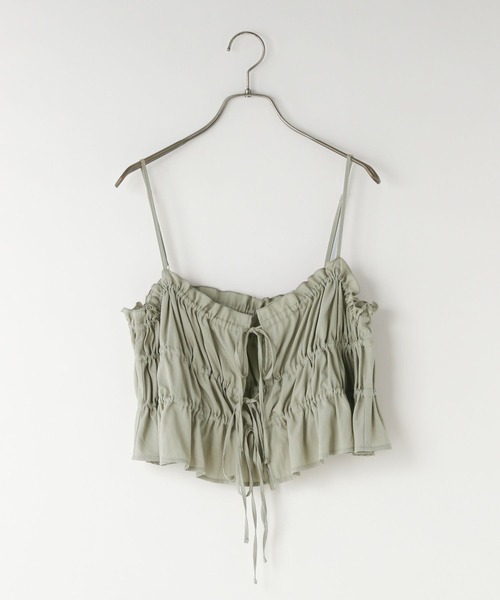 LOWRYS FARM（ローリーズファーム）の「シャーリングビスチェ　499909（キャミソール・レディース・オフホワイト/グリーン/ブラック・FREE）」の12枚目の写真