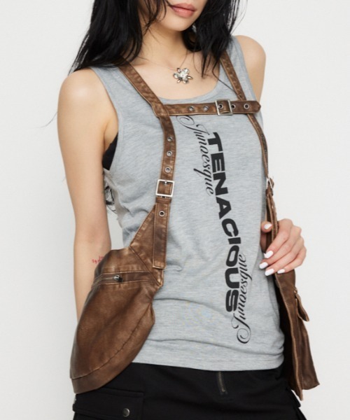 LAGUA GEM（ラグアジェム）の「ZIP POCKET FAUX LEATHER ベスト（ベスト・レディース・ブラック/ブラウン・FREE）」の2枚目の写真