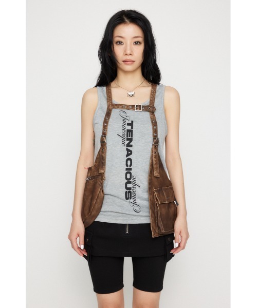 LAGUA GEM（ラグアジェム）の「ZIP POCKET FAUX LEATHER ベスト（ベスト・レディース・ブラック/ブラウン・FREE）」の19枚目の写真