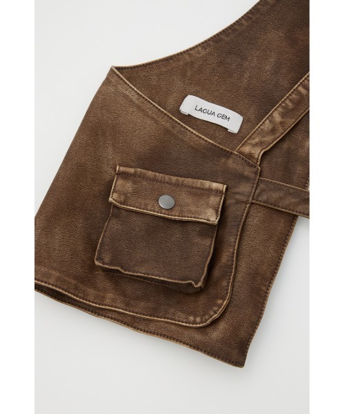 LAGUA GEM（ラグアジェム）の「ZIP POCKET FAUX LEATHER ベスト（ベスト・レディース・ブラック/ブラウン・FREE）」の11枚目の写真