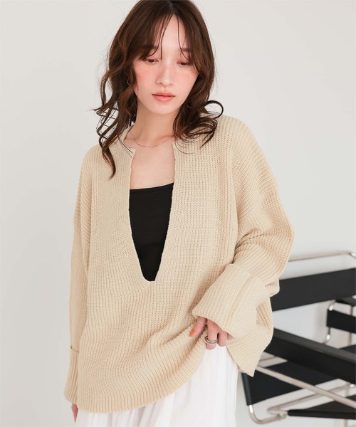セール】深Vネックニットプルオーバー（ニット/セーター）｜titivate