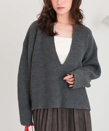 GALLARDA GALANTE 深Vニットプルオーバー ブラック GALLARDA GALANTE 深Vニットプルオーバー ブラック GALLARDA