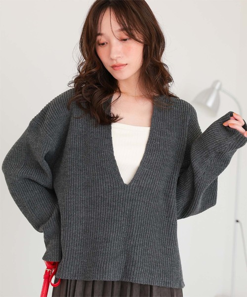 セール】深Vネックニットプルオーバー（ニット/セーター）｜titivate