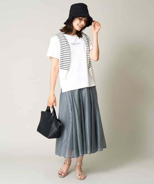 a.v.v(アーヴェヴェ)の「【接触冷感】プチロゴTシャツ(Tシャツ/カットソー・レディース・ブルー/ライトグレー/ホワイト・36/40/42/34/38)」の14枚目の写真