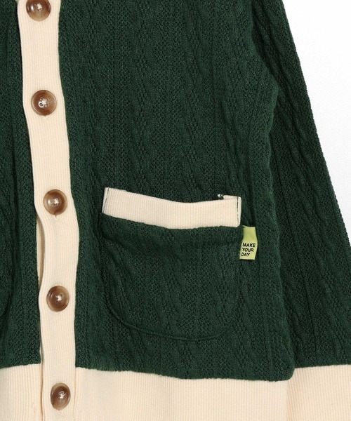MAKE YOUR DAY（メイクユアデイ）の「ケーブルニットソーカーディガン■150.160cm（カーディガン/ボレロ・キッズ・グリーン/アイボリー・160/150）」の11枚目の写真