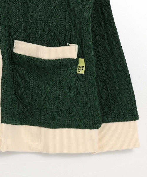 MAKE YOUR DAY（メイクユアデイ）の「ケーブルニットソーカーディガン■150.160cm（カーディガン/ボレロ・キッズ・グリーン/アイボリー・160/150）」の12枚目の写真