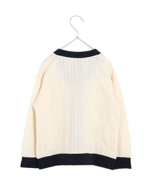 MAKE YOUR DAY（メイクユアデイ）の「ケーブルニットソーカーディガン■150.160cm（カーディガン/ボレロ・キッズ・グリーン/アイボリー・160/150）」の3枚目の写真