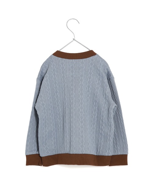 MAKE YOUR DAY（メイクユアデイ）の「ケーブルニットソーカーディガン■150.160cm（カーディガン/ボレロ・キッズ・グリーン/アイボリー・160/150）」の6枚目の写真