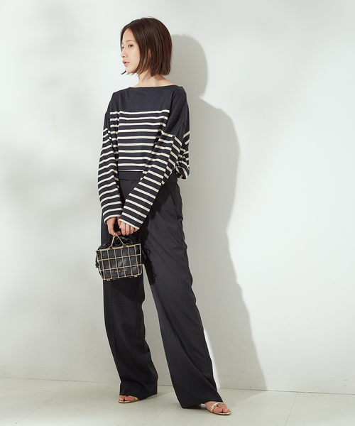 LEMINOR（ルミノール）の「《別注》【Leminor/ルミノア】ナバルバスクシャツ：カットソー（Tシャツ/カットソー・レディース・ブラウン/ブラック・3）」の3枚目の写真