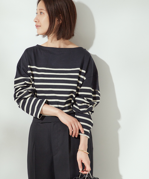 LEMINOR（ルミノール）の「《別注》【Leminor/ルミノア】ナバルバスクシャツ：カットソー（Tシャツ/カットソー・レディース・ブラウン/ブラック・3）」の6枚目の写真