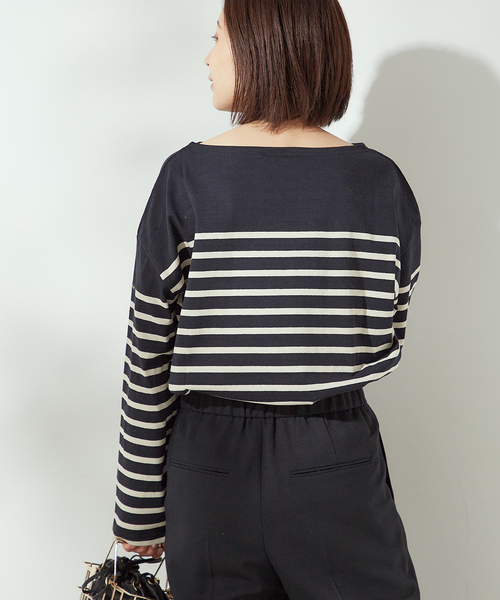 LEMINOR（ルミノール）の「《別注》【Leminor/ルミノア】ナバルバスクシャツ：カットソー（Tシャツ/カットソー・レディース・ブラウン/ブラック・3）」の7枚目の写真