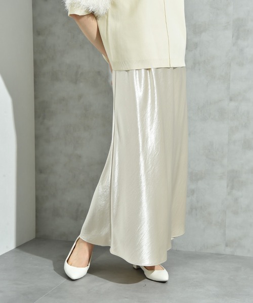 INTERPLANET（インタープラネット）の「シルキーヘビーサテンバイアススカート（スカート・レディース・キャメル/ブラウン/アイボリー・FREE）」の21枚目の写真