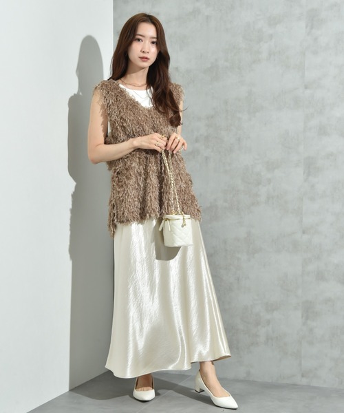 INTERPLANET（インタープラネット）の「シルキーヘビーサテンバイアススカート（スカート・レディース・キャメル/ブラウン/アイボリー・FREE）」の13枚目の写真