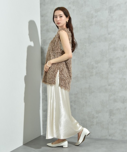 INTERPLANET（インタープラネット）の「シルキーヘビーサテンバイアススカート（スカート・レディース・キャメル/ブラウン/アイボリー・FREE）」の14枚目の写真