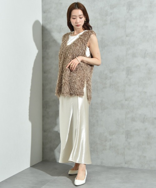 INTERPLANET（インタープラネット）の「シルキーヘビーサテンバイアススカート（スカート・レディース・キャメル/ブラウン/アイボリー・FREE）」の15枚目の写真