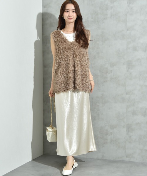 INTERPLANET（インタープラネット）の「シルキーヘビーサテンバイアススカート（スカート・レディース・キャメル/ブラウン/アイボリー・FREE）」の16枚目の写真