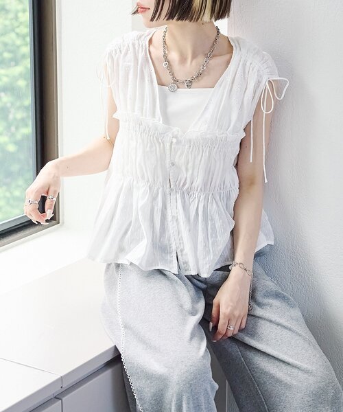 レースドロストブラウス JEANASIS｜パッチワークレースドロストブラウス | Rakuten