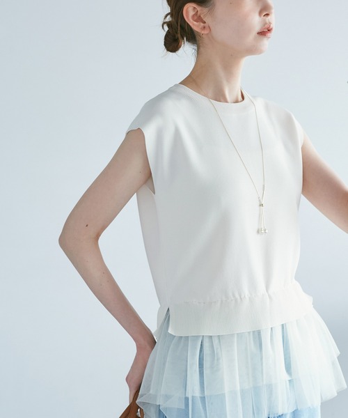 ROPE' PICNIC（ロペピクニック）の「チュールドッキングプルオーバー（ニット/セーター・レディース・ブラウン/キナリ/ブラック・FREE）」の2枚目の写真