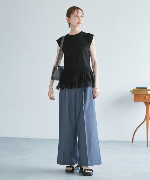 ROPE' PICNIC（ロペピクニック）の「チュールドッキングプルオーバー（ニット/セーター・レディース・ブラウン/キナリ/ブラック・FREE）」の12枚目の写真