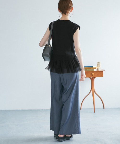 ROPE' PICNIC（ロペピクニック）の「チュールドッキングプルオーバー（ニット/セーター・レディース・ブラウン/キナリ/ブラック・FREE）」の10枚目の写真