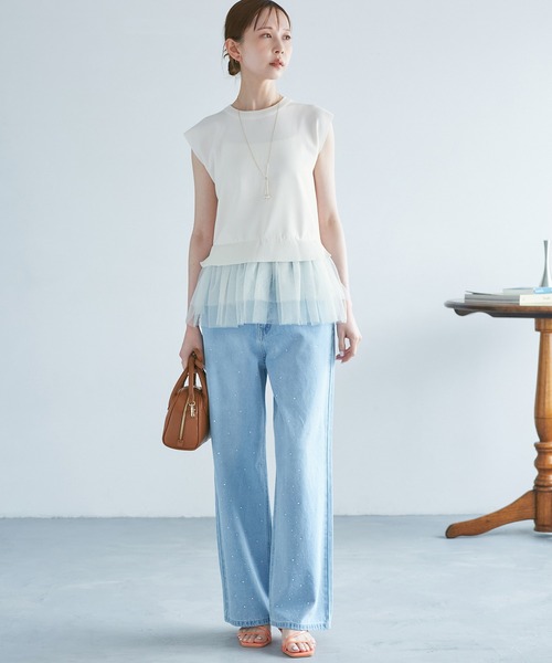 ROPE' PICNIC（ロペピクニック）の「チュールドッキングプルオーバー（ニット/セーター・レディース・ブラウン/キナリ/ブラック・FREE）」の8枚目の写真